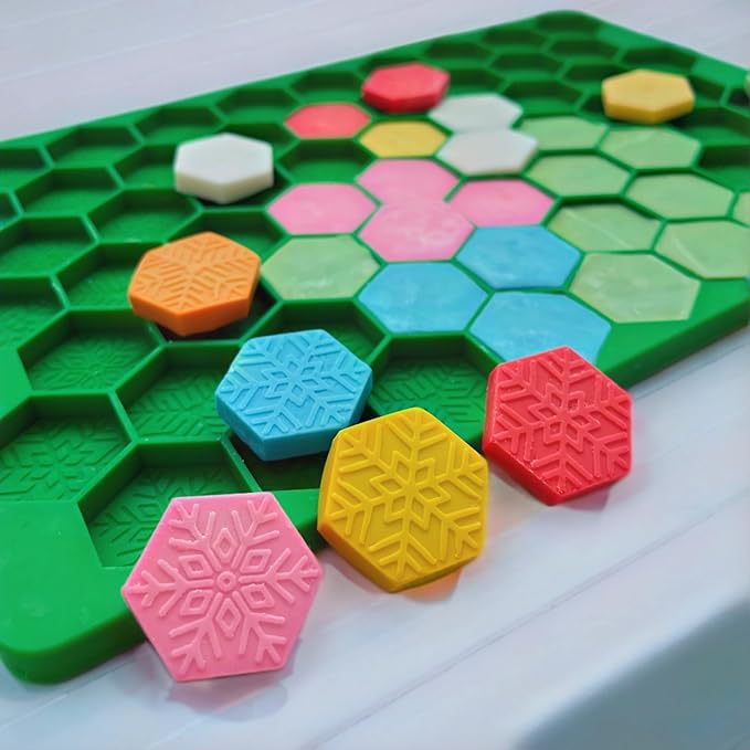 Hexagon Snowflakes Silicone Molds for Chocolate, Gummy Candy, Wax Melts and Ice Cube Tray with Scraper