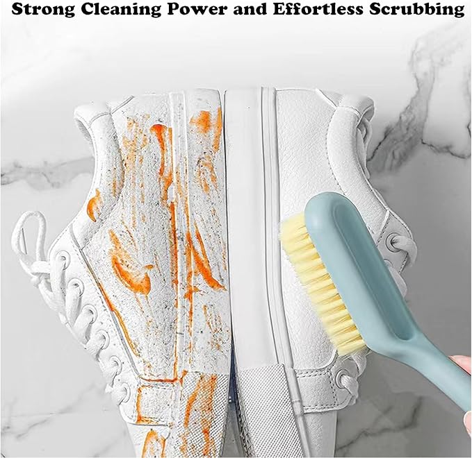 2Pack Shoe Cleaning Brush,Sneaker Shoe Cleaner Brush, Soft Bristle Cleaning Shoes Scrubber,Long Handle Shoe Scrubbing Brush,White Sneaker Cleaner Brush,Shoe Brushes for Cleaning (Blue)