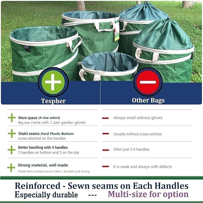16 Gallon and 24 Gallon Collapsible Trash Can Solid Bottom for Pop-Up Trash Can,Recycling Bin,RV Camping Waste Bin,Laundry Hamper,Yard Waste Bag,Garden Debris Bag,Lawn Grass,Yard Weeds Bags,Leaf Bags