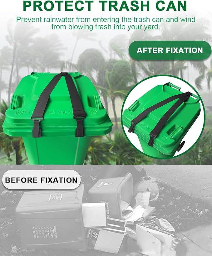 Adjustable Double Claw Trash Can Lock Strap to Prevent Raccoons, Mice, Dogs and Other Small Animals From Rummaging, Garbage Can Lid Lock Keeps Lid Securely in Place in Strong Winds (1 PC)