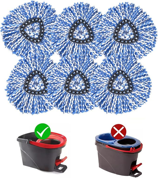 Matthew Cleaning 6Pack Blue Microfiber Spin Mop Replacement Head Compatible with EasyWring Spin Mop Replace Head-EasyWring High Absorbency,Machine Washable, Microfiber Spin Mop Refills