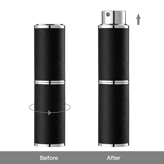 8ML Perfume Atomizer, Empty Leather Cologne Spray Bottle, Mini Perfume Sprayer Dispenser for Travel (1PCS, Black)