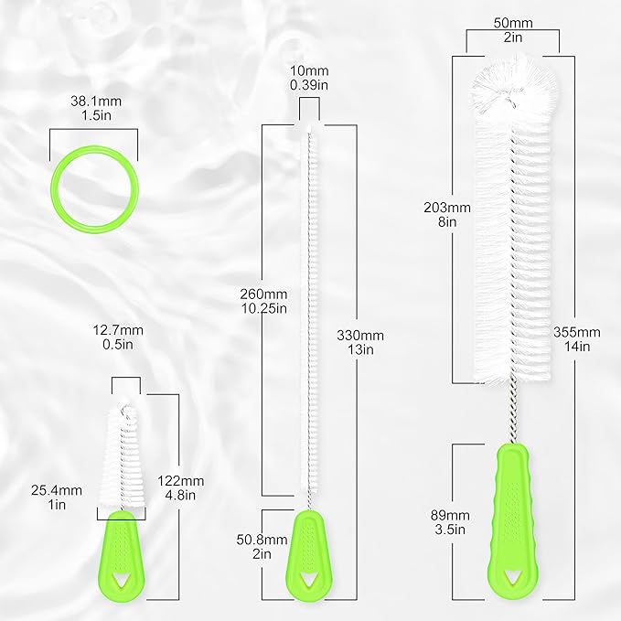 Bottle Brush Cleaner Set of 3, Long Handle Water Bottle & Straw Cleaner Brushes for Washing Tumblers, Baby Bottles, Cup Lid Cleaning Brush