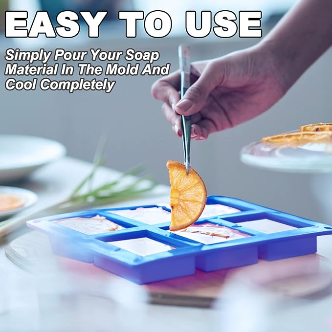 3 Pack Silicone Soap Molds, 6 Cavities Rectangle Silicone Mold, Great For Homemade Craft Soap Mold, Chocolate, Cake Molds ＆ Ice Cube Tray - Just Pop Out（Pink & Blue & Purple）