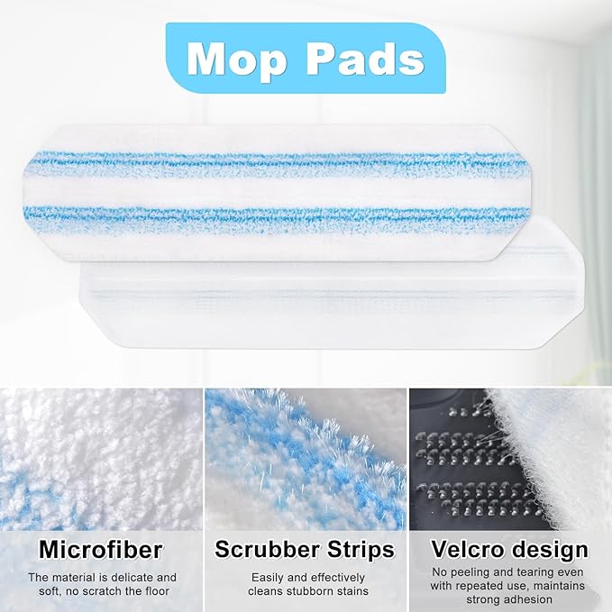 Mop Replacement Pads for OCedar H2prO Flat Mop System, 3 Pack Mop Pads for Ocedar H2prO Flat Mop, Microfiber Mop Heads Replacements for OCedar H2pro, Reusable Mop Refills Safe on Various Floors