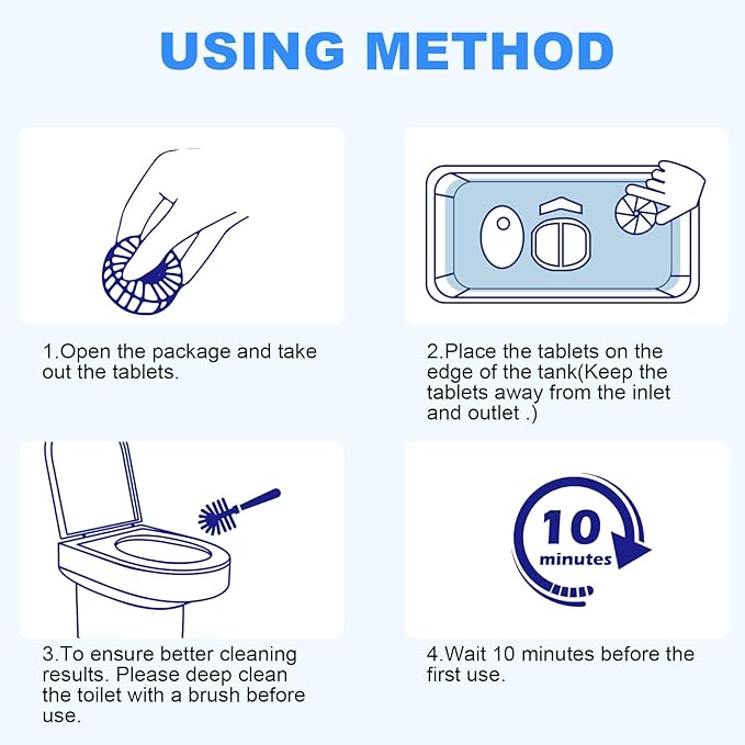 CHMI 100 Pack Toilet Bowl Cleaner Tablets, Long-lasting Bathroom Toilet Tank Cleaner.(Blue)