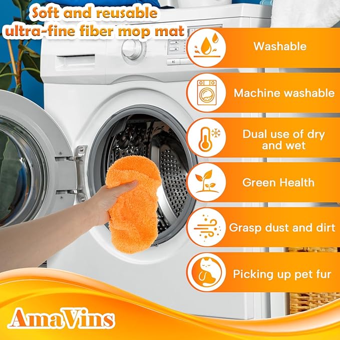 5 Pack Reusable 100% Cotton Mop Pads Compatible with Swiffer Sweeper, Wet and Dry Flat mop Cover, Washable Pads for Surface/Hardwood Floor Cleaning (Mop is Not Included)