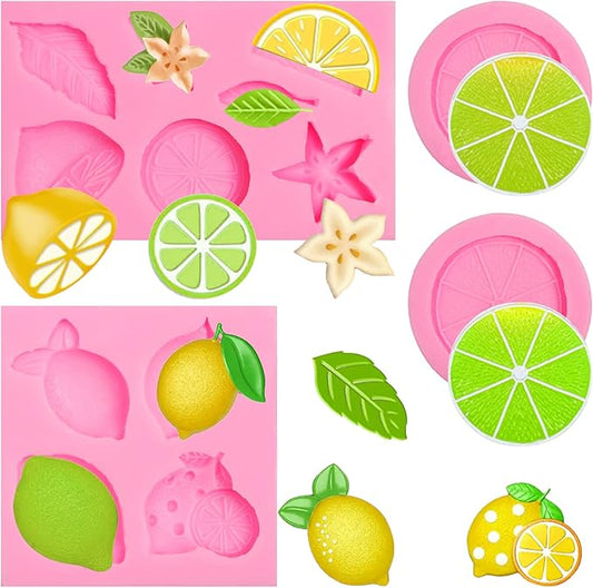 Lemon Fondant Silicone Molds, Lemon Piece Leaf Fruit Chocolate Molds for Cake Decoration Cupcake Topper Candy Sugar Craft Gum Paste Baking Dessert Clay Resin