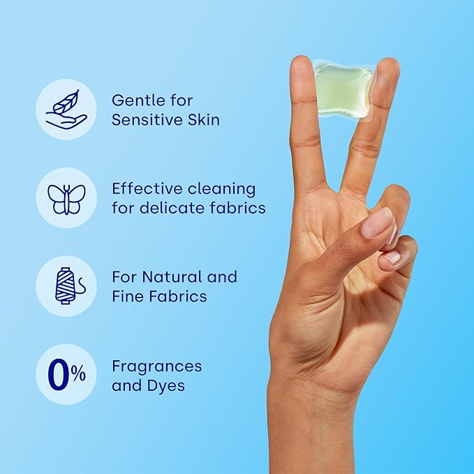 Dropps Sensitive Skin Laundry Detergent Pods, Unscented (36 Count) - Dermatologist Tested Laundry Pods - HE Compatible Laundry Supplies for Clean Clothes, Vegan & Dye-Free