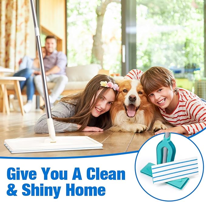 Nuogo 200 Pcs Microfiber Disposable Mop Pad for 16-18'' Hook & Loop System Mop Heavy Duty Replacement Cleaning Pads Refills for Multi-Surface Hardwood Floor Dry Wet Cleaning