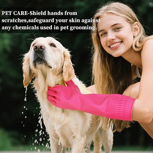 Rubber Gloves for Cleaning – 3 Pairs Reusable Gloves for Dishwashing, Kitchen and Household Tasks, 15-Inch Long, Non-Slip and Waterproof (X-Large)