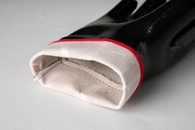 Oil Grasp 374 INKER Gloves, Large Cuff, Nitrile Coated Gloves, Oil-Immersion & Acid-Alkali Resistant, Durable & Abrasion-Resistant,Size 10, Black(Pack of 12)