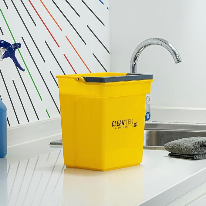 Restaurantware-Clean Tek Professional 4 Quart Cleaning Bucket, 1 Utility Pail with Handle - Heavy-Duty, Portable, Yellow Plastic Washing Pail, Perfect for Household, Outdoor, Car Wash and More