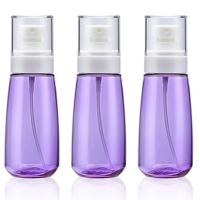 Cosywell Fine Mist Spray Bottle 3.4oz/ 100ml Empty Cosmetic Refillable Travel Containers Plastic Hair Spray Bottle Sprayer for Perfume Skincare Makeup Lotion (3Purple)