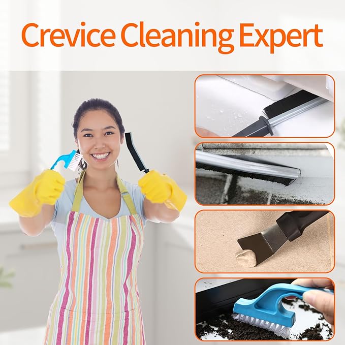 20 PCS Crevice Cleaning Brush Set - Multi-Purpose Hard Bristle Brushes for Deep Cleaning Kitchen, Bathroom, Grout, Sink, Cup, Blender, Corners, Tight Spaces
