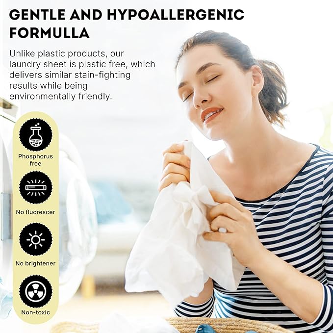 ECO ROOTS Laundry Detergent Sheets 64 loads | ECO FRIENDLY Unscented Sheets, Liquidless Travel Size Laundry Strips Detergent, Zero Waste Plastic Free Sustainable Washer Products