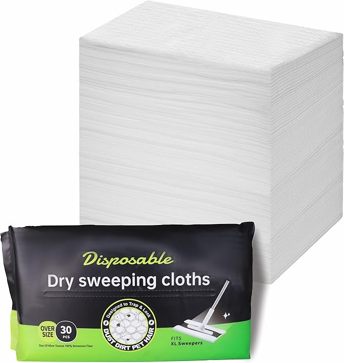 XL Dry Sweeping Cloths Compatible with XL Flat Mop X Large Disposable Mop Cloth for Floor Mopping and Cleaning,9.84x17.32 inch,120 Counts