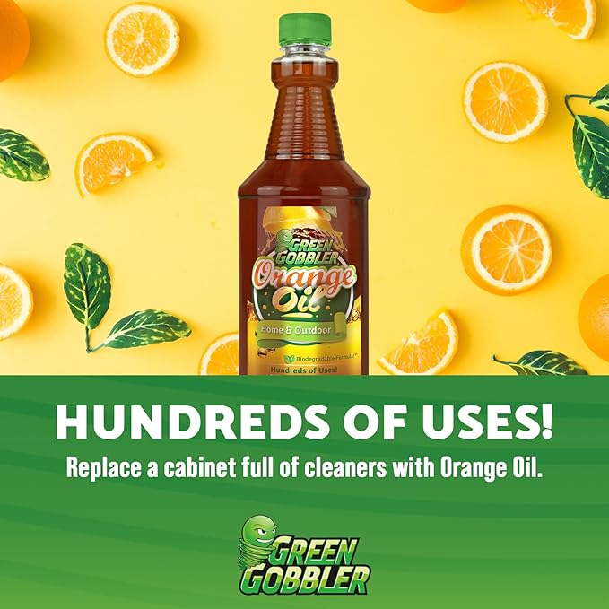 Green Gobbler Cold Pressed Concentrated Orange Oil for Home and Outdoor Multi-Purpose Cleaning- Hundreds of Uses - 32 oz (2 PACK)