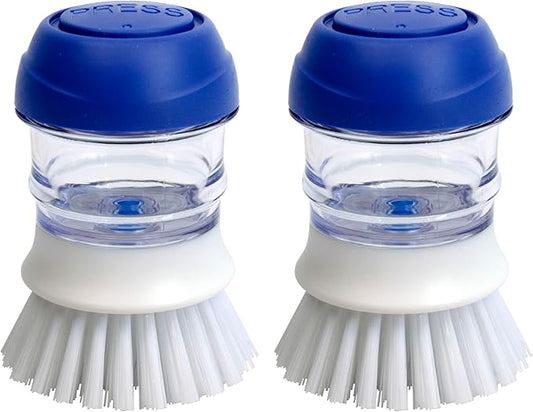 CELOX 2 Pack Dish Brush with Soap Dispenser for Kitchen Cleaning