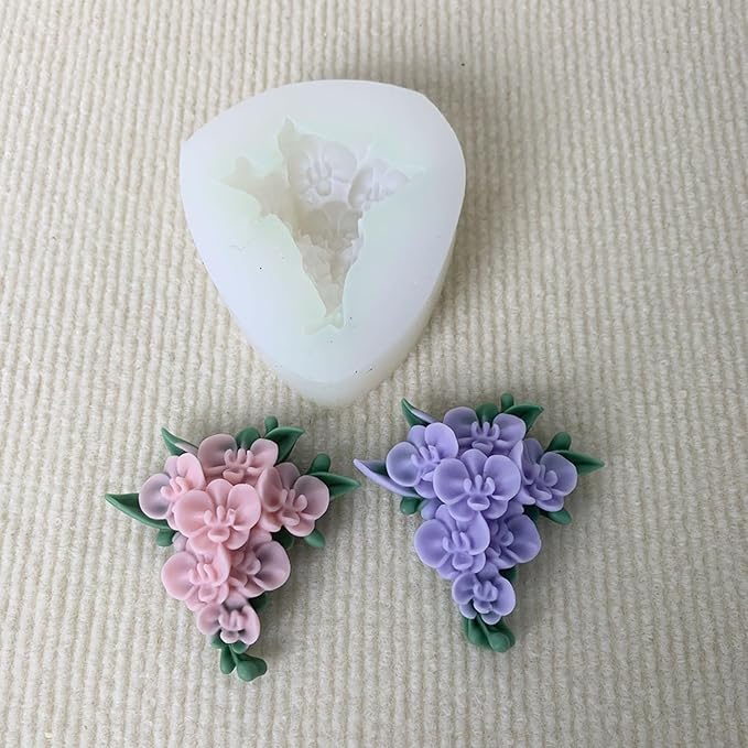 3D Flower Bouquet Candle Soap Silicone Molds Fondant Chocolate Candy Cake Decorating Mould Resin Clay Baking Pastry Tools (Moth Orchid)