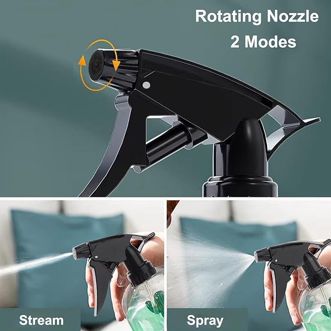 30 Pack Spray Bottle Nozzles, Heavy-Duty Stream Trigger Spray Nozzle Replacement Parts Adjustable Head Sprayer with Mist Stream Sprayer Fits 8oz /16oz Spray Bottles Round 28/400 Neck Bottles (Black)