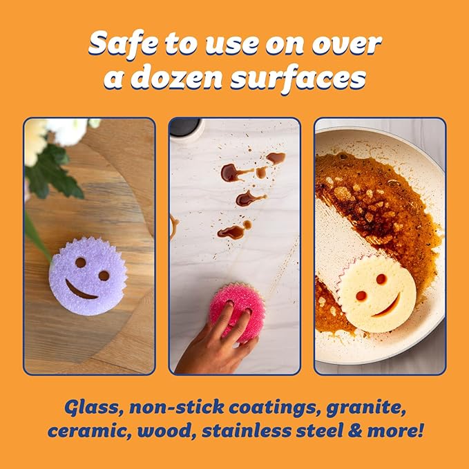 Scrub Daddy Scrub Mommy Sponges - Dish Scrubber + Non-Scratch Cleaning Sponges Kitchen, Bathroom + Multi-Surface Safe - Dual-Sided Dish Sponges for Scrubbing - Online Exclusive (3 Count)