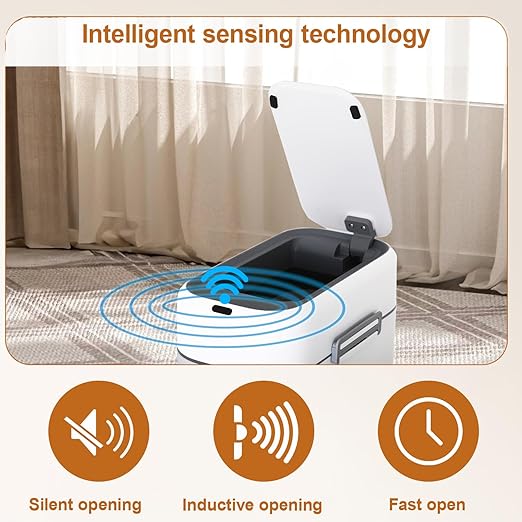 FDW Bathroom Trash Can with Lid, Small Touchless Garbage bin, Automatic Motion Sensor Waste bin, Waterproof 2.2 Gallon Slim Trash Can for Home, Office, Bedroom