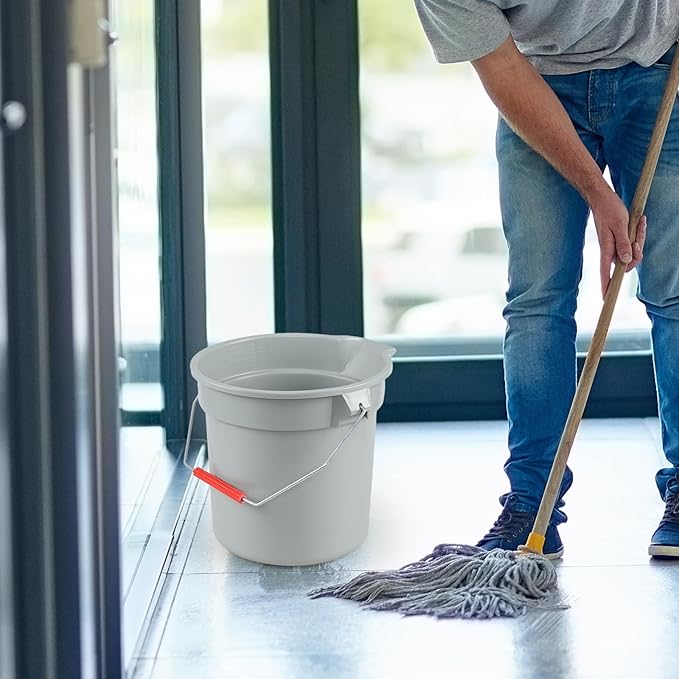 Kiddream 6 Pack 3.5 Gallon Utility Bucket with Handle, Cleaning Bucket with Pour Spout, Grey