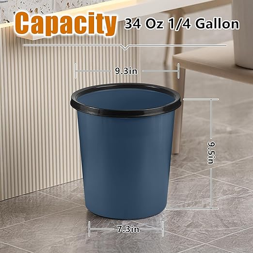 Plastic Small Trash Can Wastebasket - Garbage Can Basket for Bathrooms - Laundry Room, Kitchens, Offices, Kids Rooms, Dorms - Blue