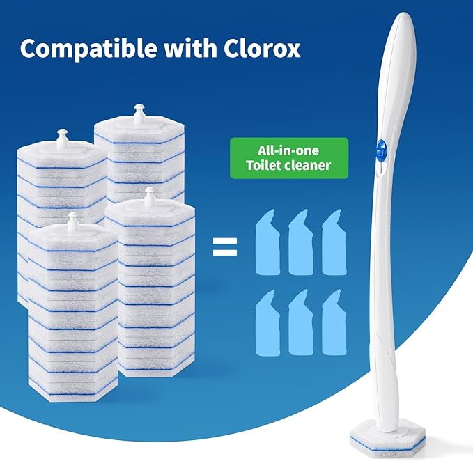 oshang Toilet Cleaner Refills, Toilet Refill Pads, Disposable Toilet Brush Heads for Toilet and Bathroom Cleaning, Compatible with Clorox Toilet Brush (32 Count)