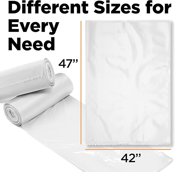 ToughBag 50 Gallon Trash Bags Heavy Duty, Clear Trash Bags (200 COUNT) - Made in USA