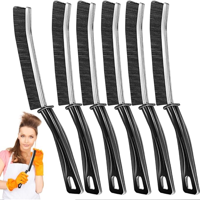 6Pcs Hard Bristle Crevice Cleaning Brush, Small Cleaning Brush, Grout Cleaner Brush, Toilet Brush, Scrub Brush for Shower Tile, Skinny Gap Cleaning Tools for Kitchen, Home, Household, Window