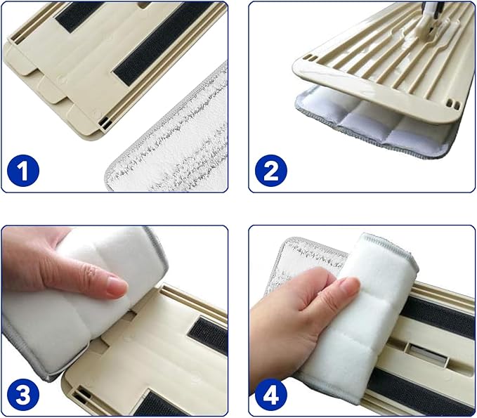 Microfiber Cleaning Pads for Flat Mop Bucket Set : 10 Packs 13" X 4.9" Washable Pads for Floor Cleaning Compatible with Tethys & Most 13 Inch Flat Mop Bucket System