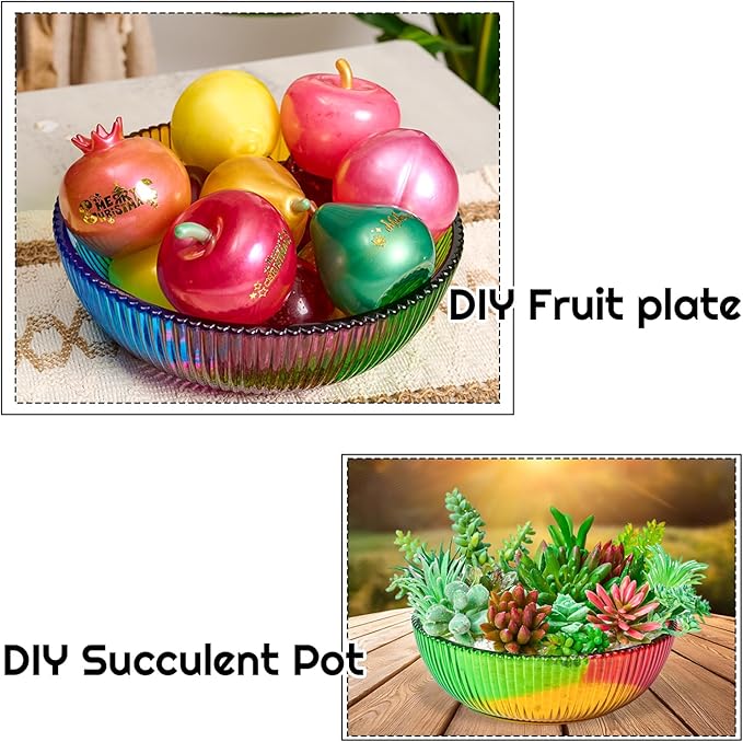 Large Resin Molds Silicone 10" 8'' Round Striped Deep Bowl Epoxy Resin Casting Mold 2 Pack Concrete Cement Mould for DIY Planter Jewelry Storage Container Makeup Organizer Candle Vessel Art Craft Mold