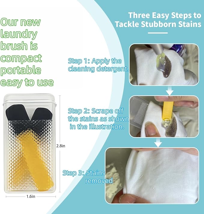 Stain Remover Brush, Portable Fabric Cleaner for Tough Stains Like Red Wine, Coffee, Grease, Juice, Grass on Clothes
