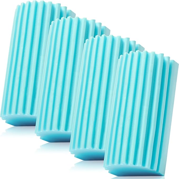 4 Pack Damp Dusting Sponge Duster, Blue Dust Cleaning Sponge, Reusable Household Cleaning Sponge Tool for Blinds, floorboards, Fan Blades, Vents, Glass, Railings, Mirrors