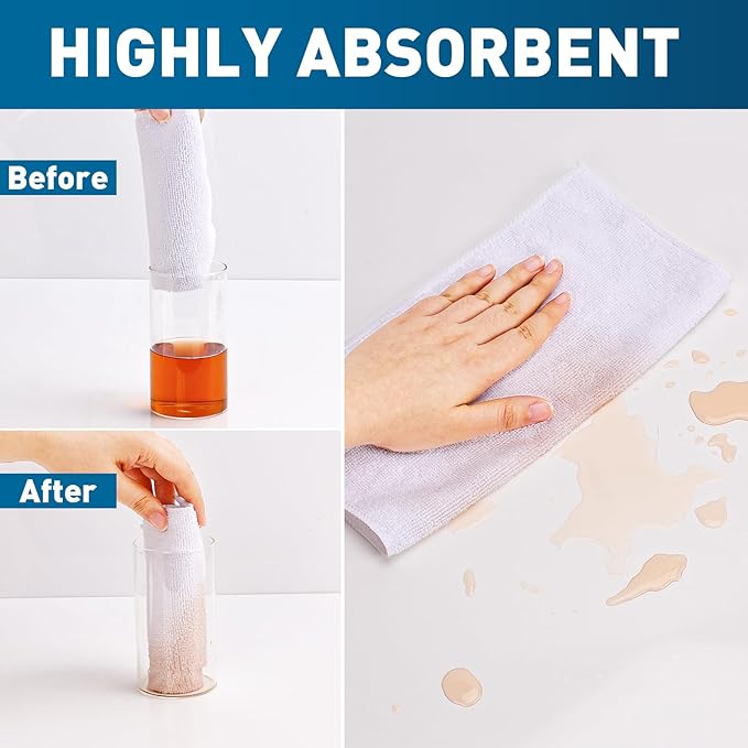 Microfiber Cleaning Cloths-400 Pack, Microfiber Towels Bulk, Towels for Cars, Cleaning Rags White (12x12 inches)