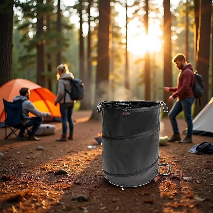 YUDI & GARDEN 45 Gallon Collapsible Garden Bag｜Collapsible Trash Can｜Camping Trash Can,Black,for Collecting Weeds, Party and Yard Waste