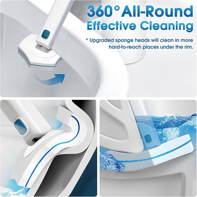 Disposable Toilet Brush Refills 32 Count Toilet Refills, Disposable Toilet Bowl Brush Refill Pads for Bathroom and Toilet Cleaning (Not Compatible with Other Brand Toilet Handle)