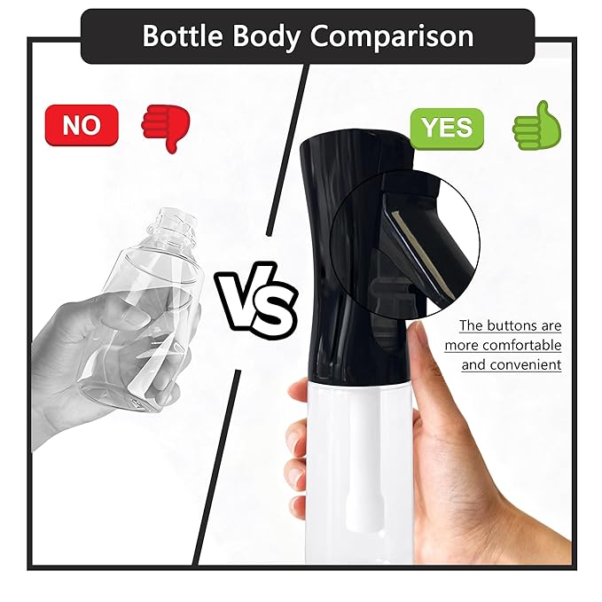 Spray Bottle for Hair Continuous Ultra Fine Mist 360° Multi Spray Bottle for Plants, Cleaning, Skin Care Leakproof & Durable 2 Pack