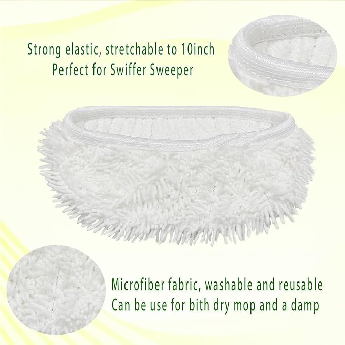 Reusable Microfiber Mop Pads Washable Wet Pads Compatible with Refills for Swiffer Sweeper Wet & Dry Sweeping Cloths Mop Head Replacement for Household Cleaning