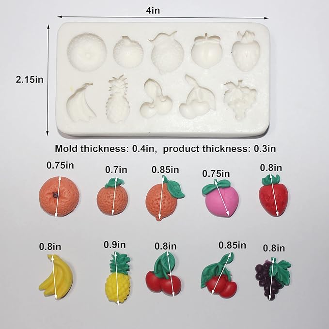 Lovely Small Items Silicone Fondant Molds Set For Cake Topper, Gumpaste, Candy & Chocolate, Polymer Clay and More (Vegetables & Fruits)