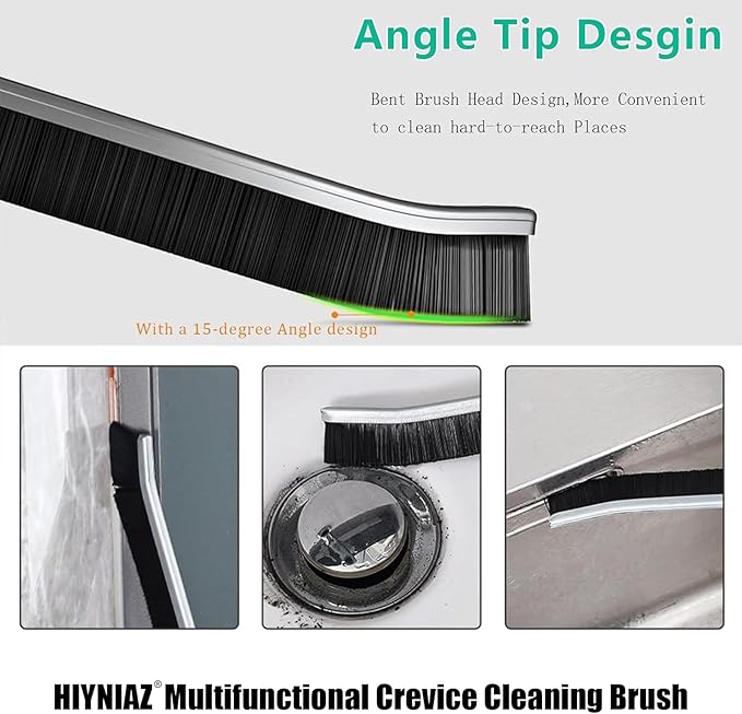 3Pcs Crevice Cleaning Brush Tool Grout Brush Cleaning Supplies, Home Essentials Bathroom Multifunctional Gap Scrub Hard Bristle Brushes for Household Use (3PCS-Black)