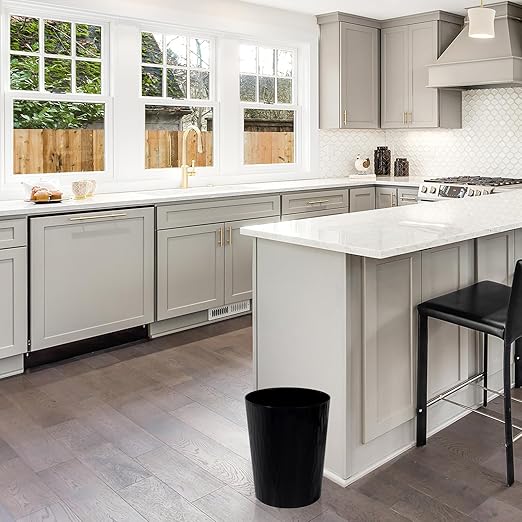 UUJOLY Small Trash Can Wastebasket Garbage Can Container Bins for Bathrooms,Bedroom Room, Kitchens, Offices, Kids Rooms, Dorms, 3 Pack, Black