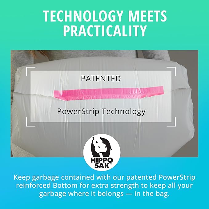 Hippo Sak - Tall Kitchen Garbage Bags with Ergonomic Handles - 13 Gallon Trash Bags - Super Strong Patented Reinforced Bottom and Leak Proof Tall Kitchen Trash Bags - Heavy Duty Trash Bags (270 Count)