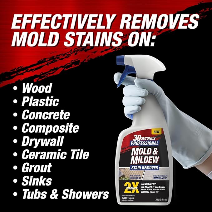 30 SECONDS Pro Mold and Mildew Stain Remover | Scrub Free | Brighter Results Instantly | Ready To Use | 32 Fl. Oz. (2 PACK)