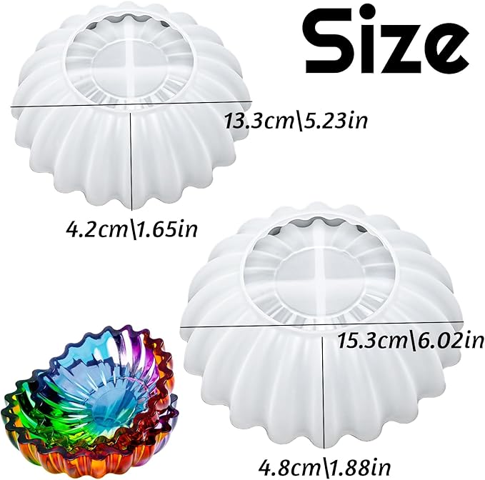 Resin Molds for Bowl 6 inches 5 inches Flower Tray Silicone Molds 2 Pack Epoxy Resin Casting Mold DIY Jewelry Dish Trinket Container Storage Plate Candle Tray Flowerpot Art Crafts Gifts Cement Mould