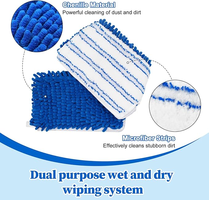 3 Pack Mop Heads Replacements for Ocedar Dual-Action Flip Mop, Spin Mop Replace Heads with Microfiber&Chenille Mop Refills Double Sided for All Floor Dry/Wet Use,Machine Washable,Reusable Mop Pads