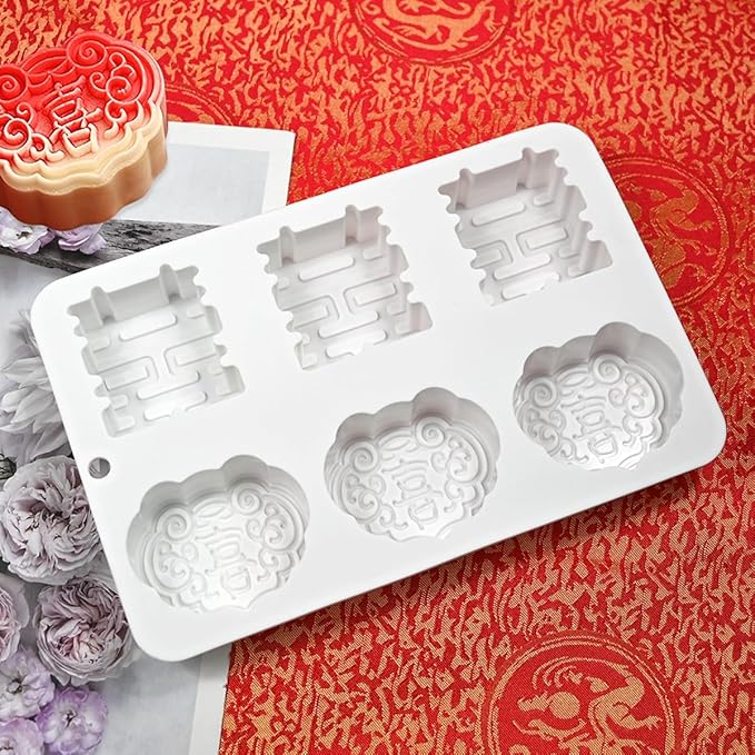 TUKE Double Happiness Candy Molds Silicone Mold Gummy Molds, Silicone Chocolate Molds for Jelly, Candy, Chocolate,Ice Cube,Biscuits (Double Blessing F)