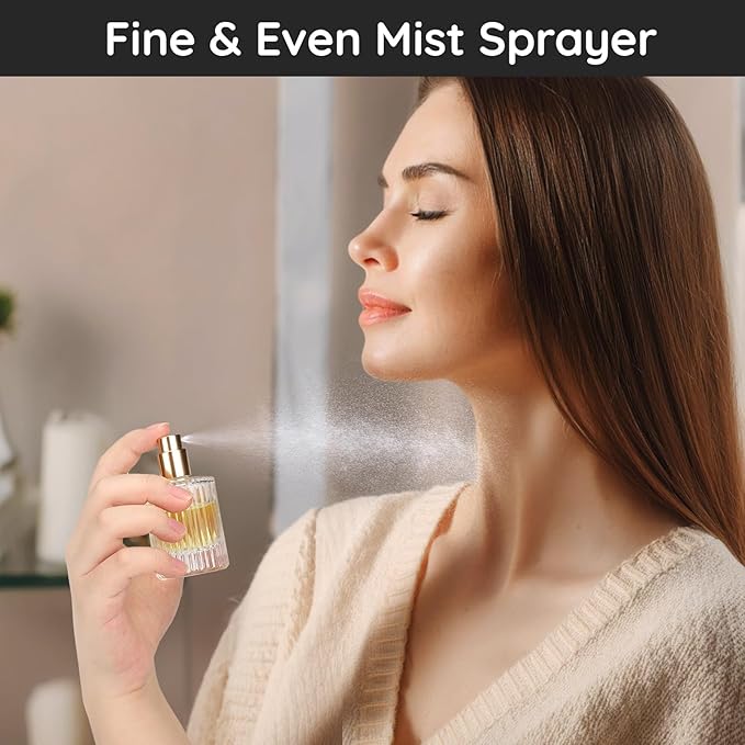 Segbeauty 1oz Glass Perfume Bottles Empty 2pcs, Travel Perfume Spray Bottles Refillable, 30ml Cologne Travel Bottle, Clear Cologne Atomizer with Dispenser Transfer Tool, Fragrance Atomizer Sprayer